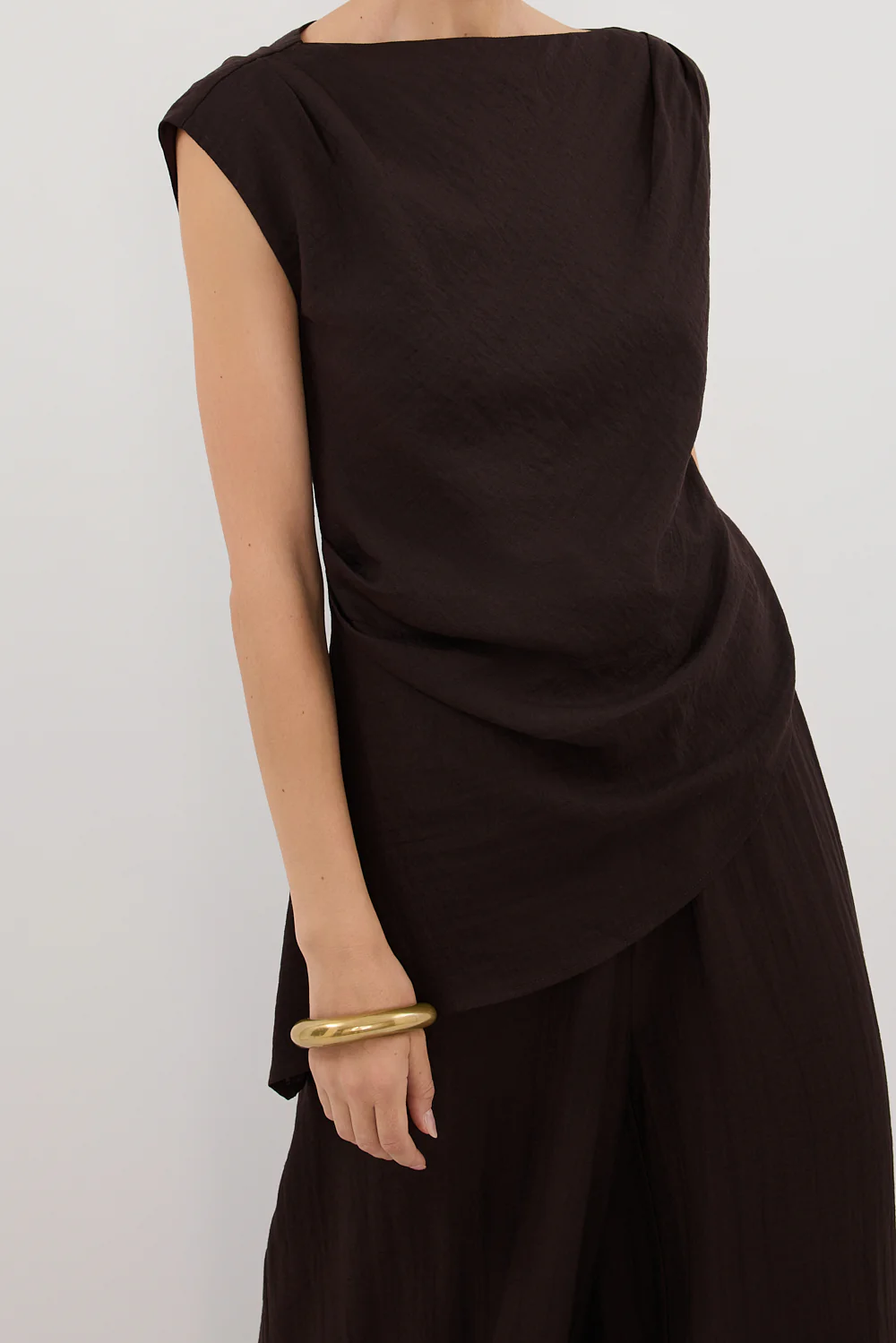 SHYLA BITTER CHOC ASYMMETRICAL TOP - Gamepaces