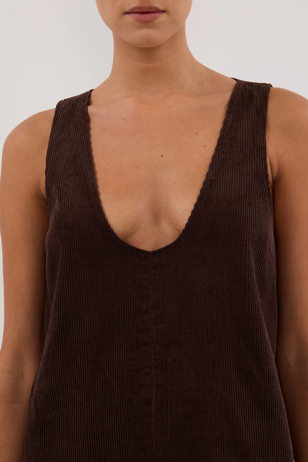 MILA CHOC COTTON CORDUROY MINI DRESS - Gamepaces