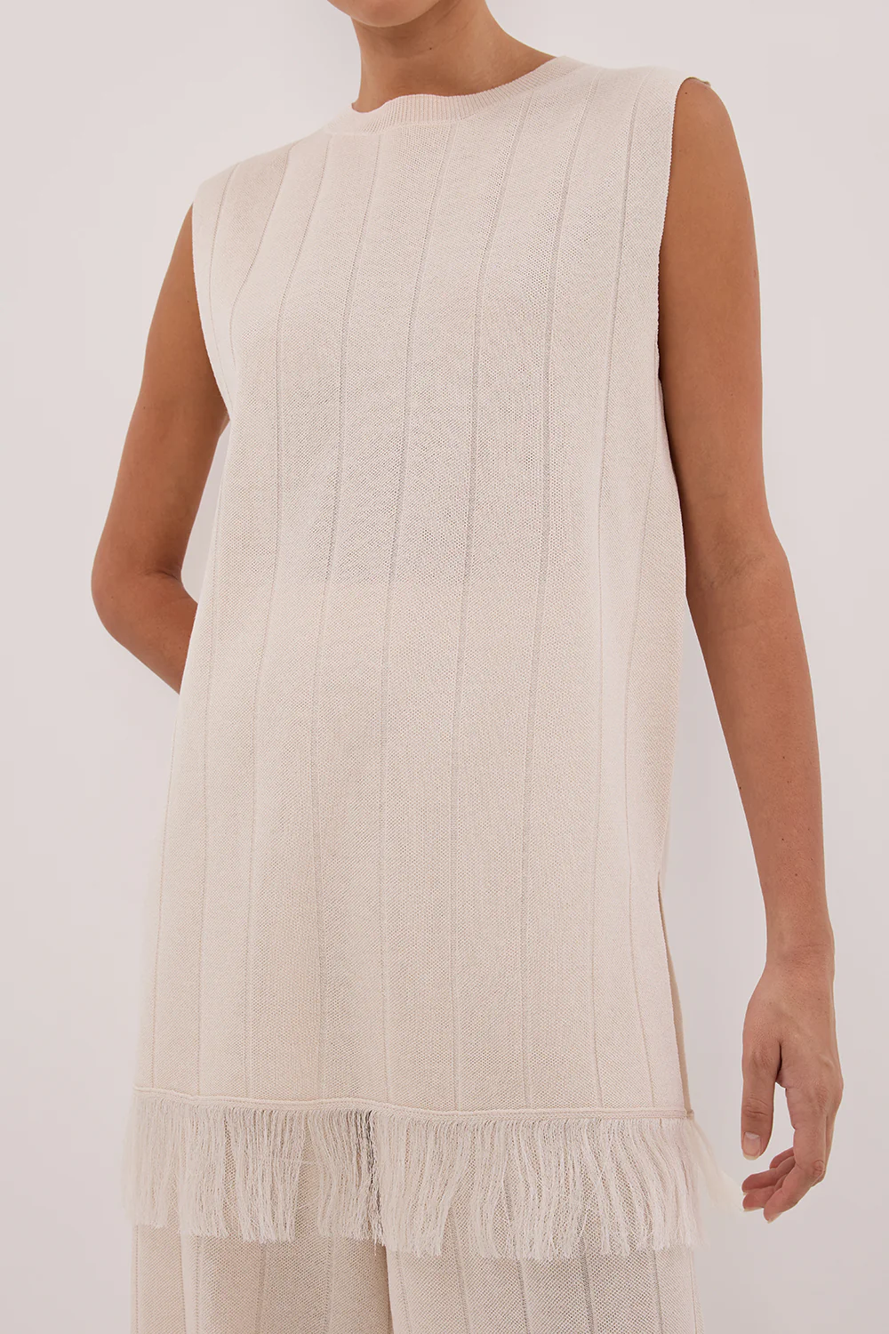 ARIA CREAM FRINGED TUNIC TOP - Gamepaces