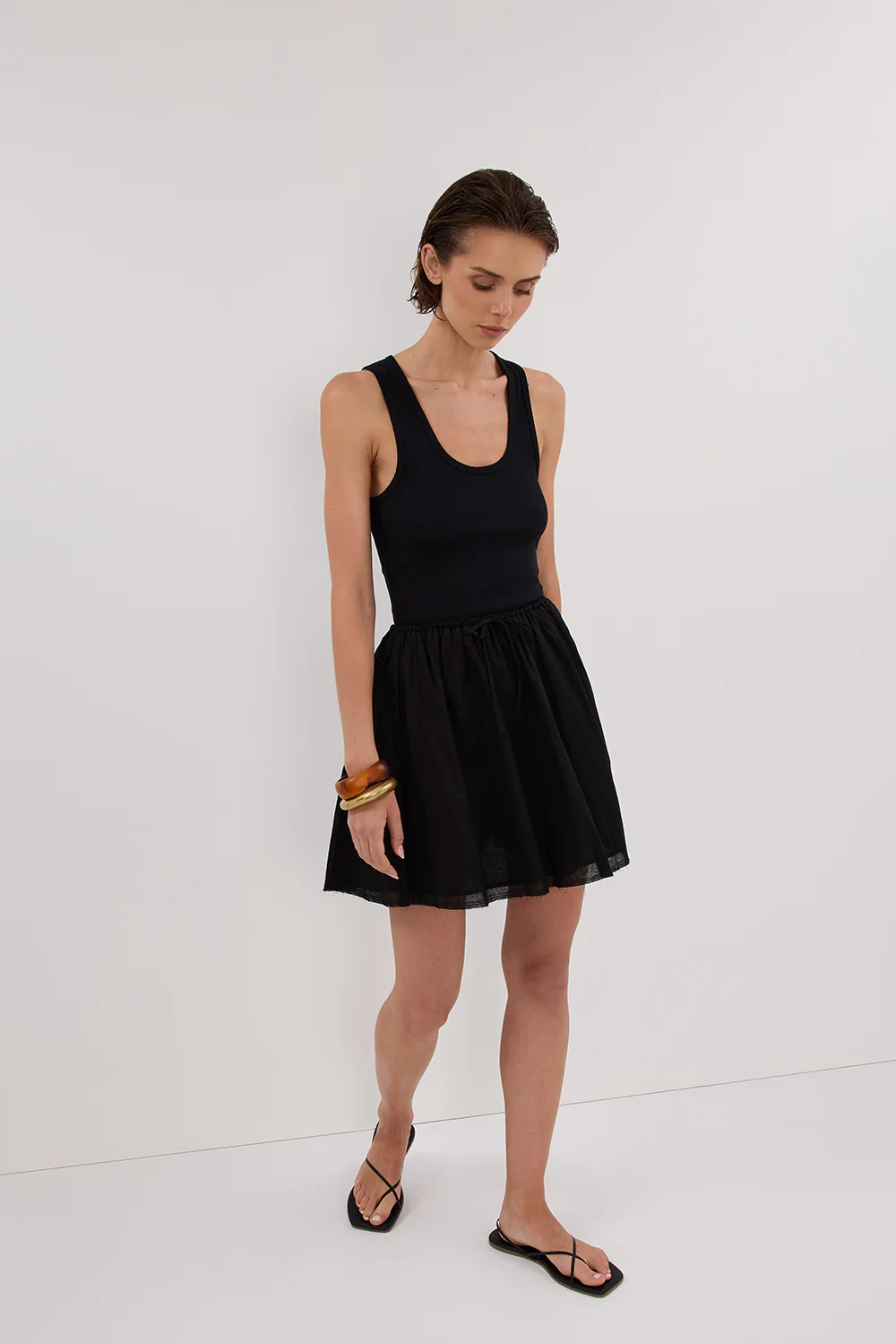 SIA BLACK DRAWSTRING MINI SKIRT - Gamepaces