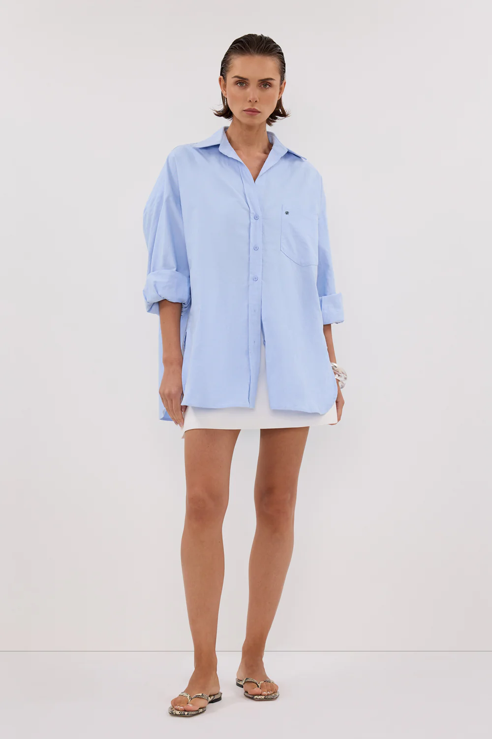 RHEA BLUE OVERSIZED COTTON SHIRT - Gamepaces