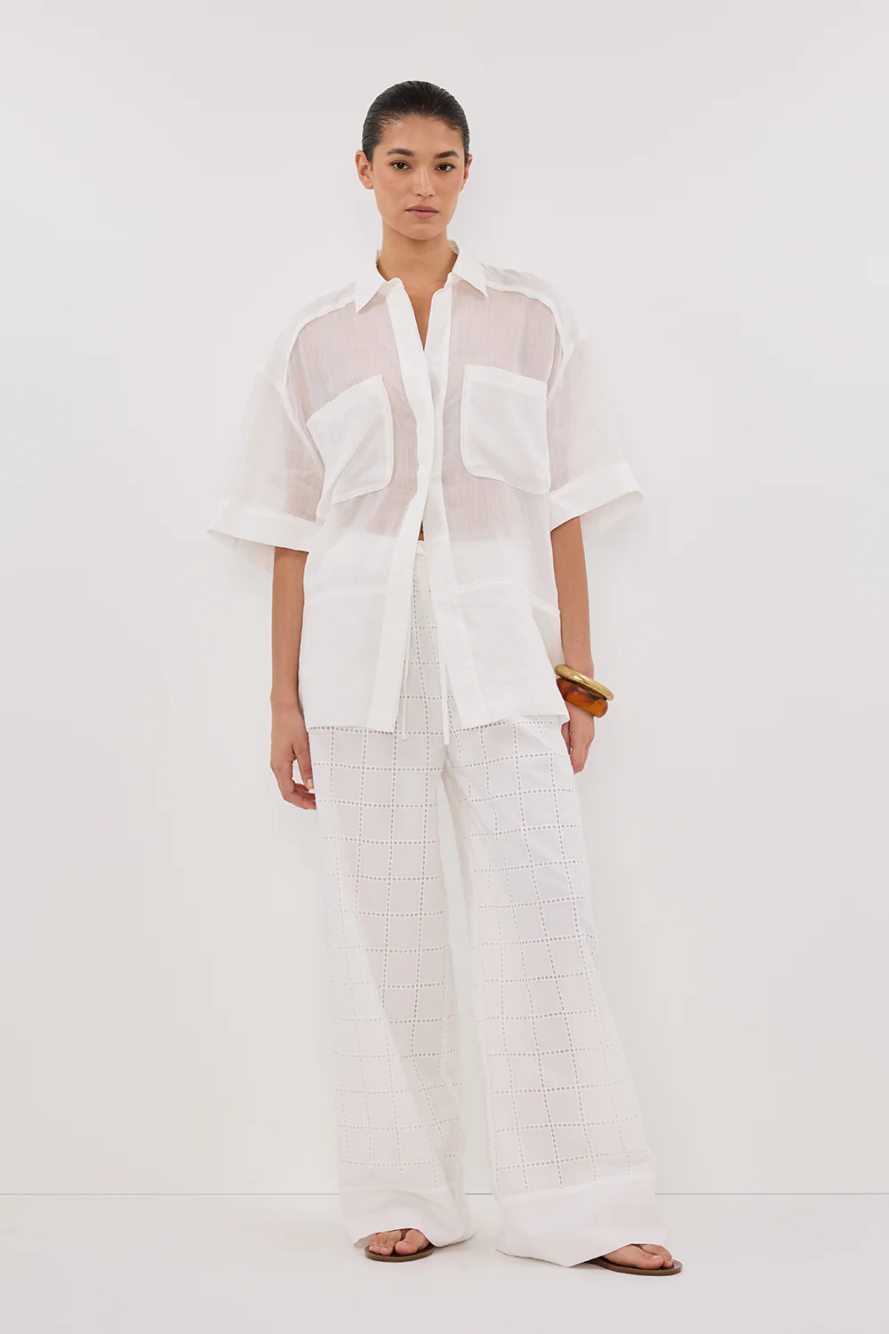 OWEN WHITE BRODERIE PANT - Gamepaces