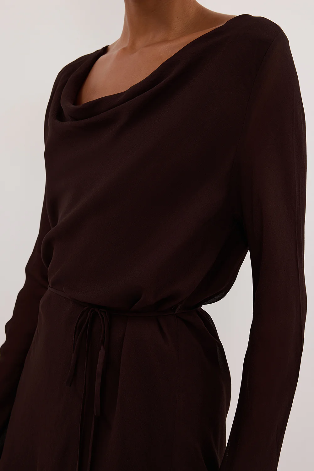 CORFU DARK CHOC SLEEVED MINI DRESS - Gamepaces