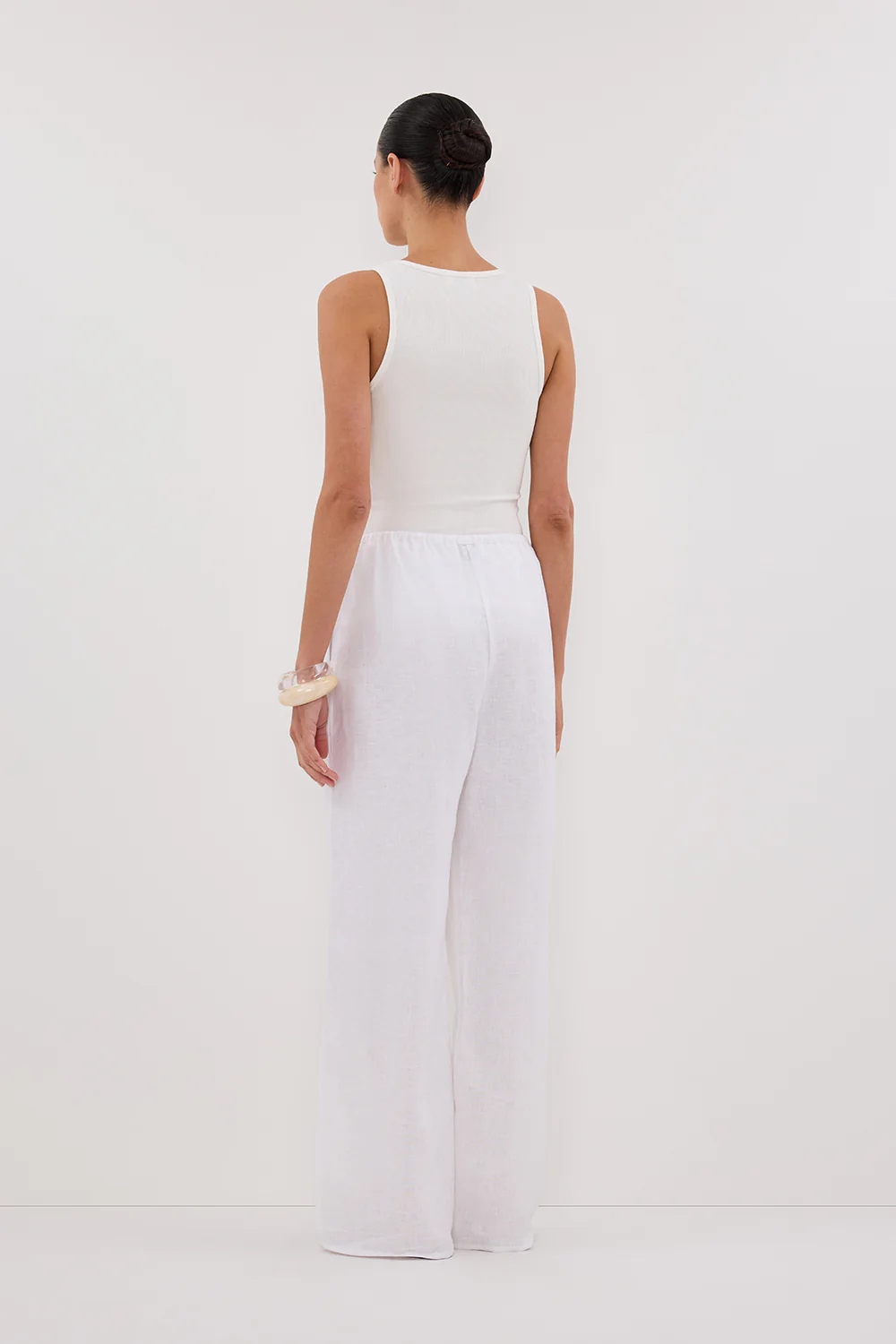 CARLA WHITE DRAWSTRING LINEN PANT - Gamepaces