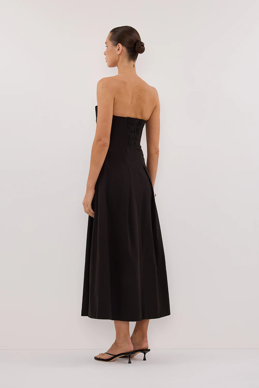 LILLY BLACK COTTON STRAPLESS MIDI DRESS - Gamepaces