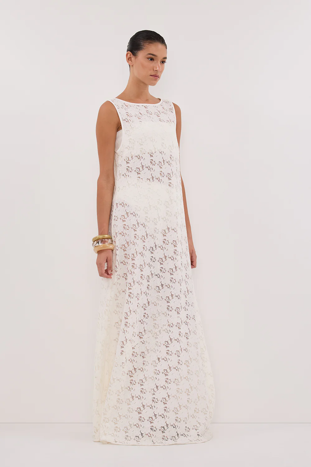 LOULA WHITE LACE MIDI DRESS - Gamepaces