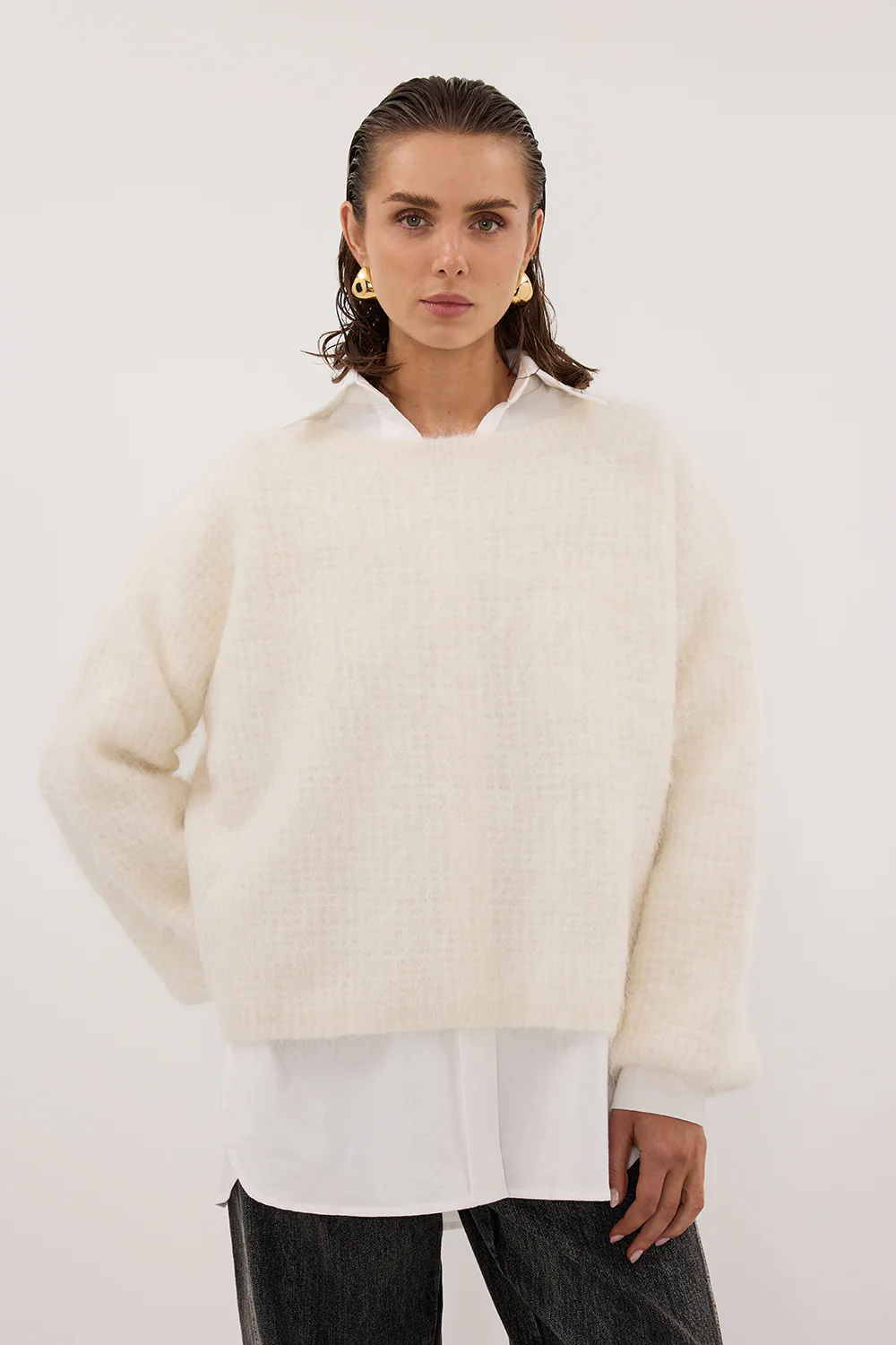 ALYSSA IVORY CREW NECK JUMPER - Gamepaces