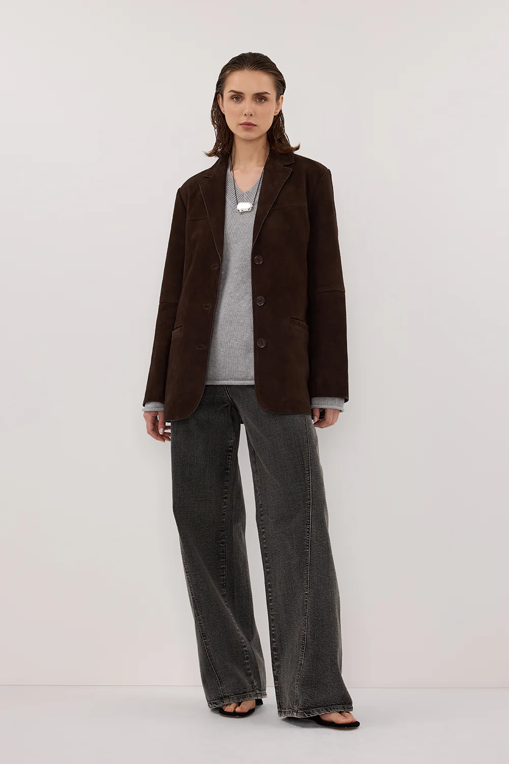 HENDRIX BITTER CHOC OVERSIZED SUEDE LEATHER JACKET - Gamepaces