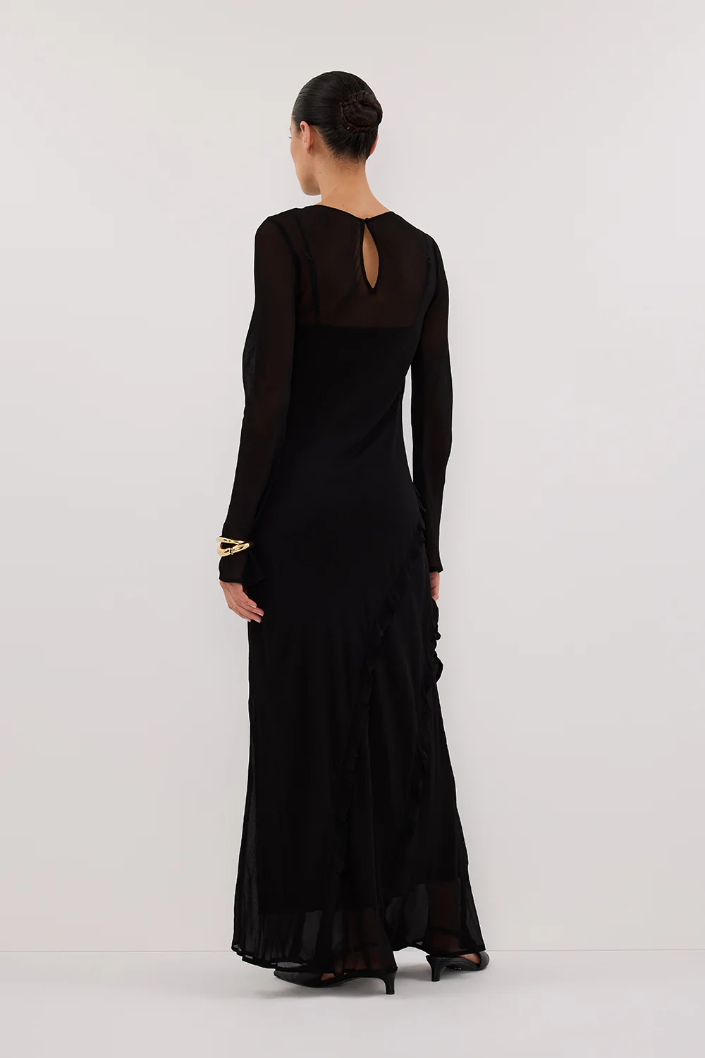 MARISSA BLACK LONG SLEEVE MAXI DRESS - Gamepaces
