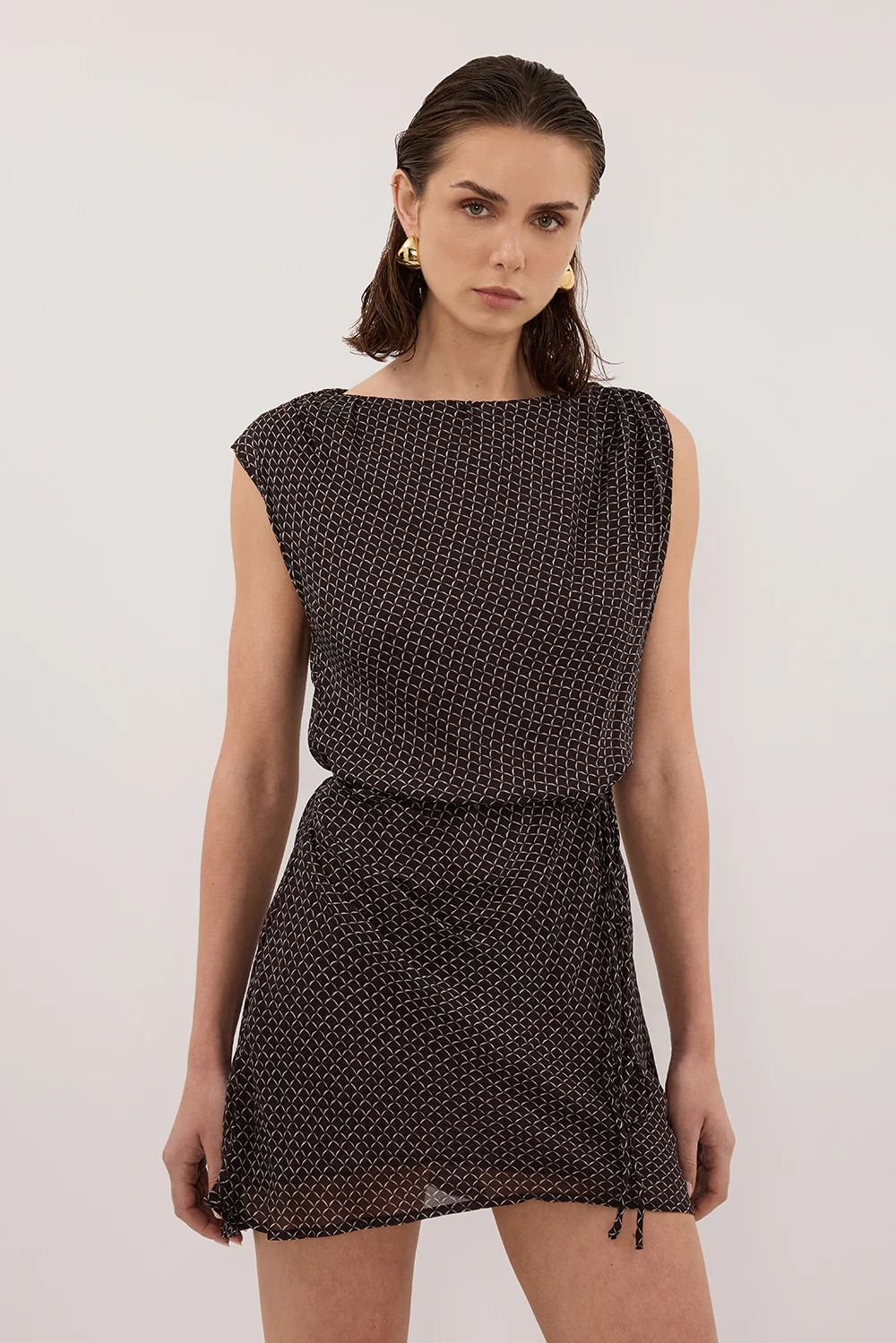 TIA CHOC MICRO CHECK MINI DRESS - Gamepaces