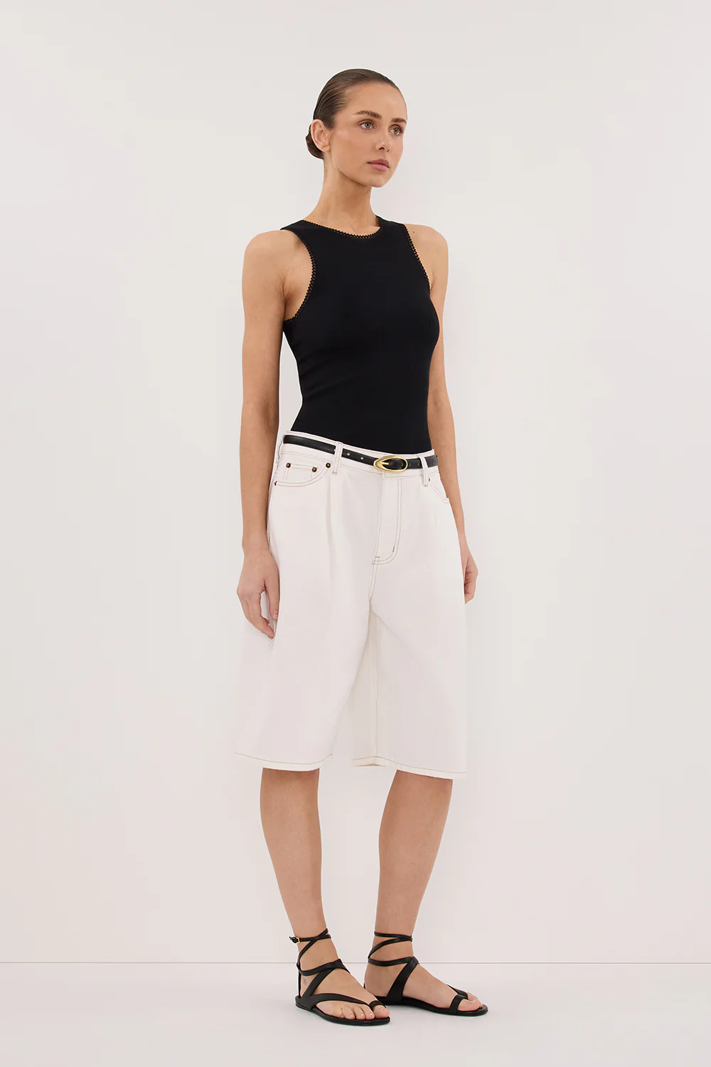 CHARLIZE BLACK SLEEVELESS KNIT TANK - Gamepaces