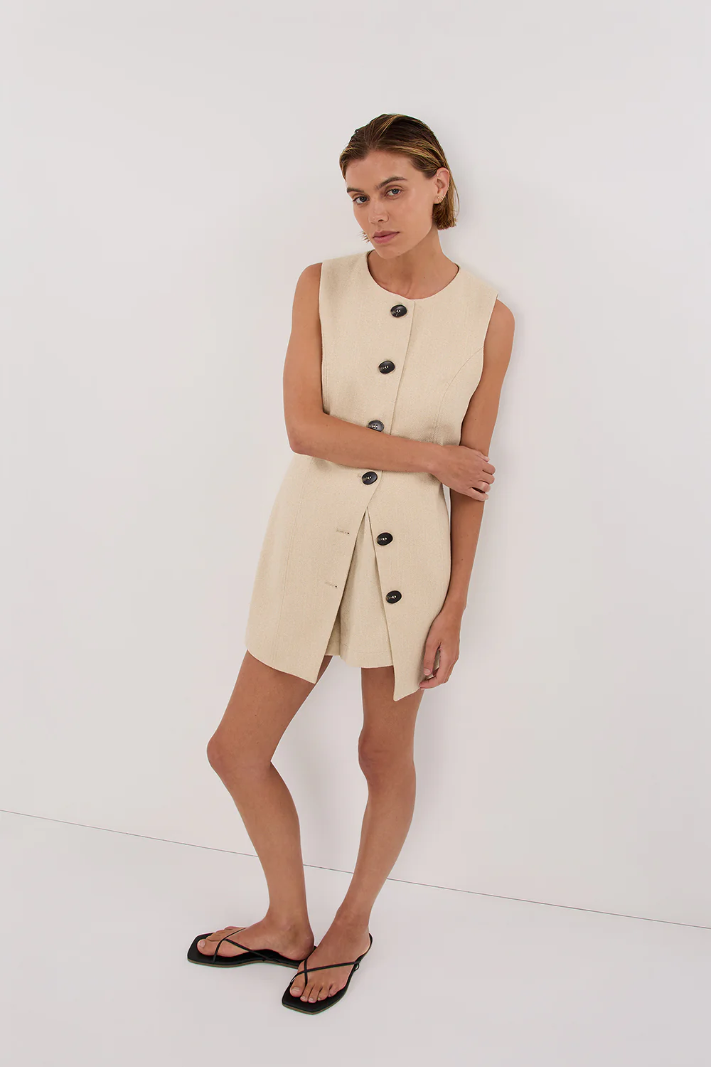 FRANKIE OAT TWEED TUNIC VEST - Gamepaces