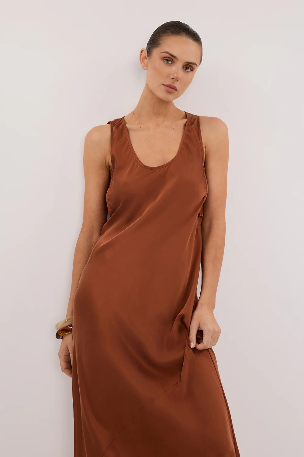 DARCY RUST SILK MAXI DRESS - Gamepaces