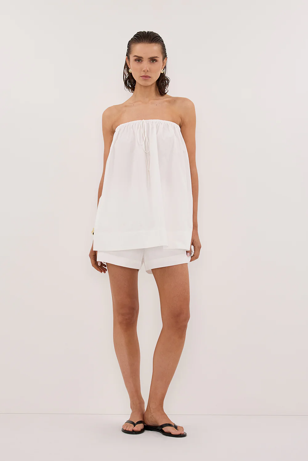 SOMMER WHITE STRAPLESS POPLIN TOP - Gamepaces