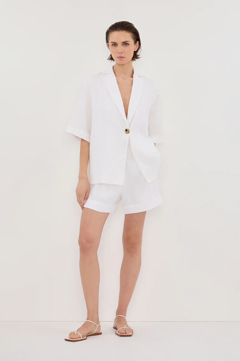 ALONDRA WHITE LINEN SHORT - Gamepaces