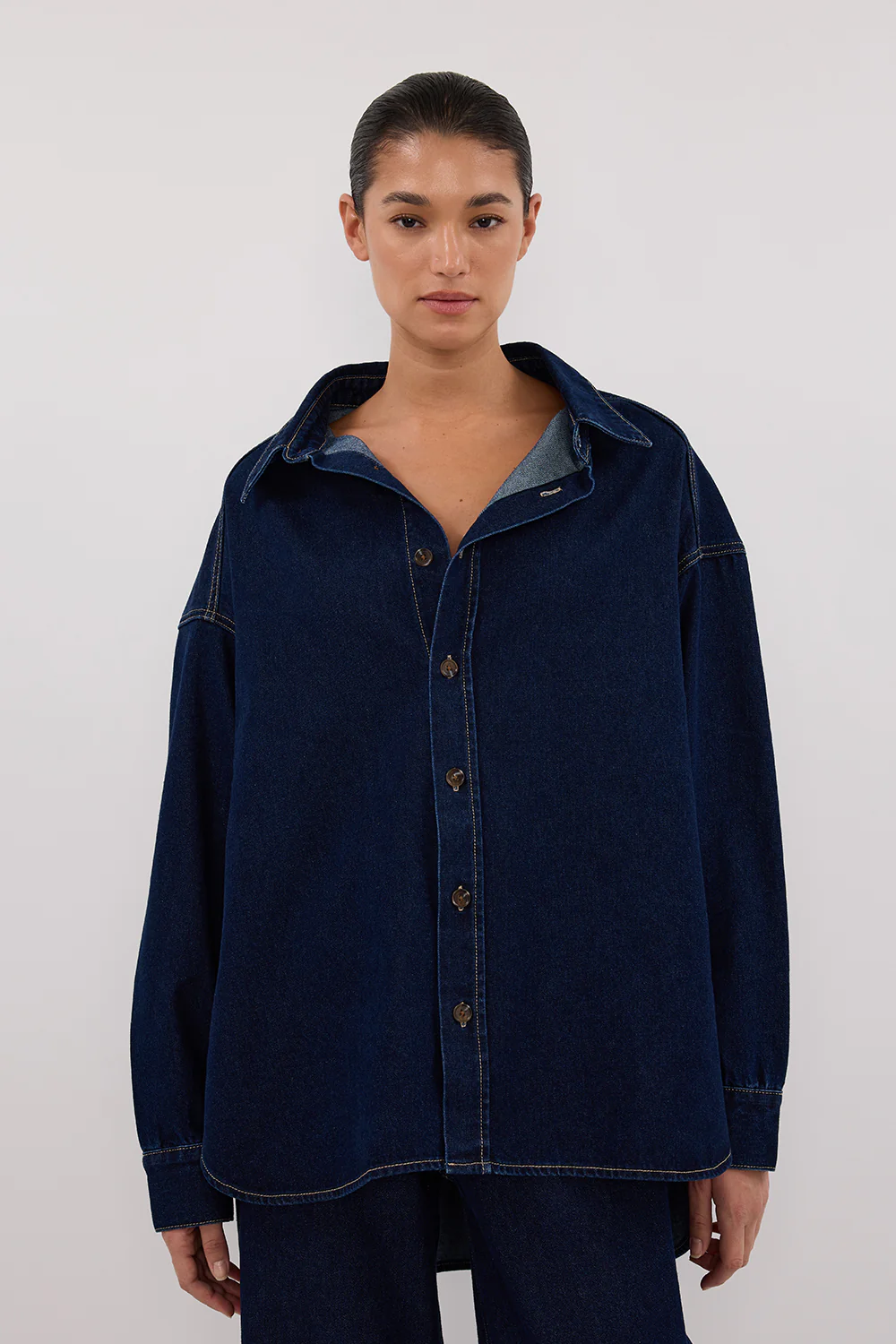 ASHTON INDIGO OVERSIZED DENIM SHIRT - Gamepaces