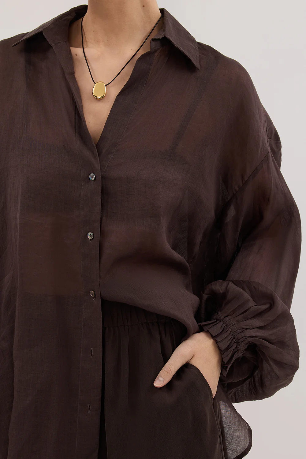 MILLER DARK CHOC RAMIE LONG SLEEVE SHIRT - Gamepaces