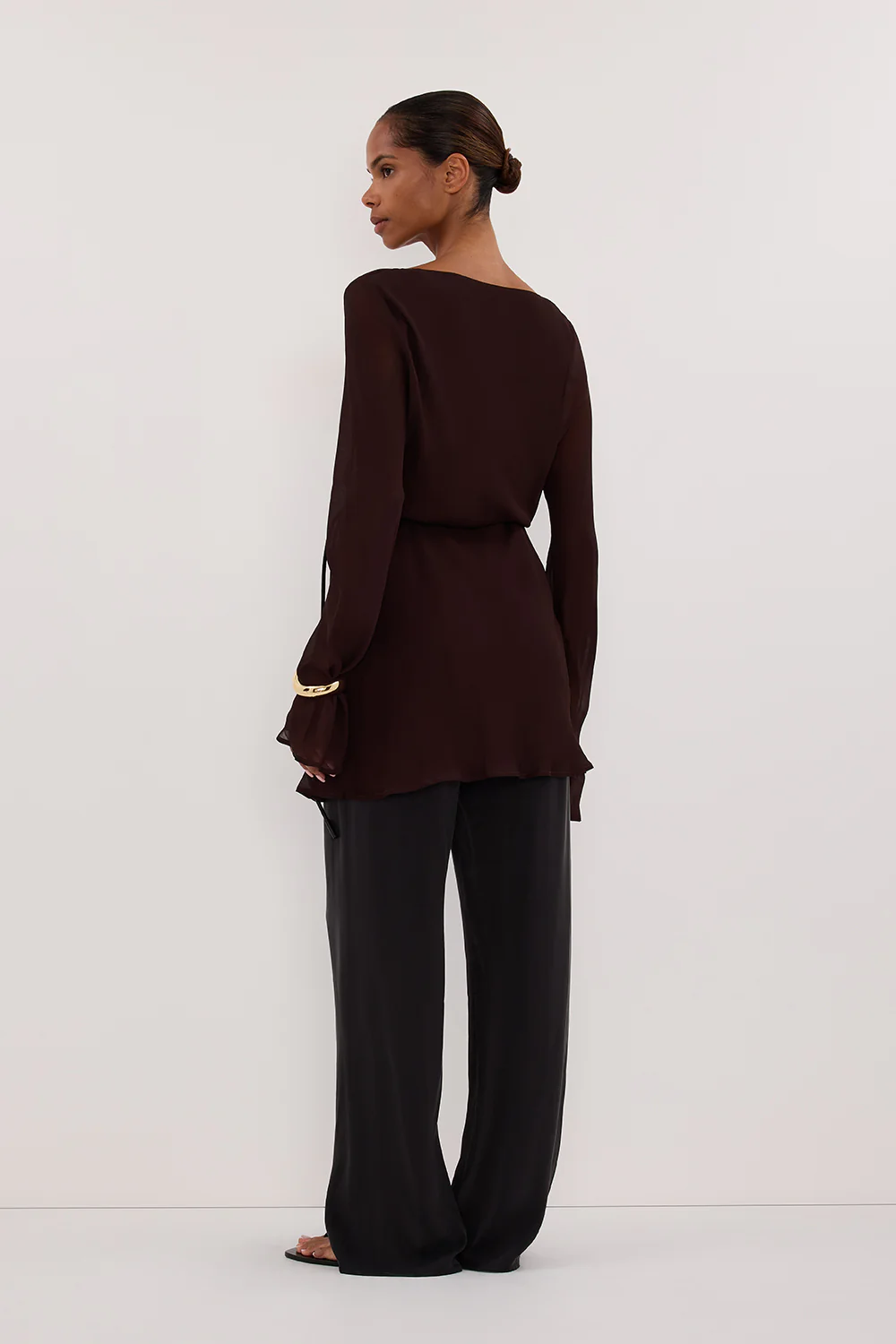 CORFU DARK CHOC SLEEVED MINI DRESS - Gamepaces