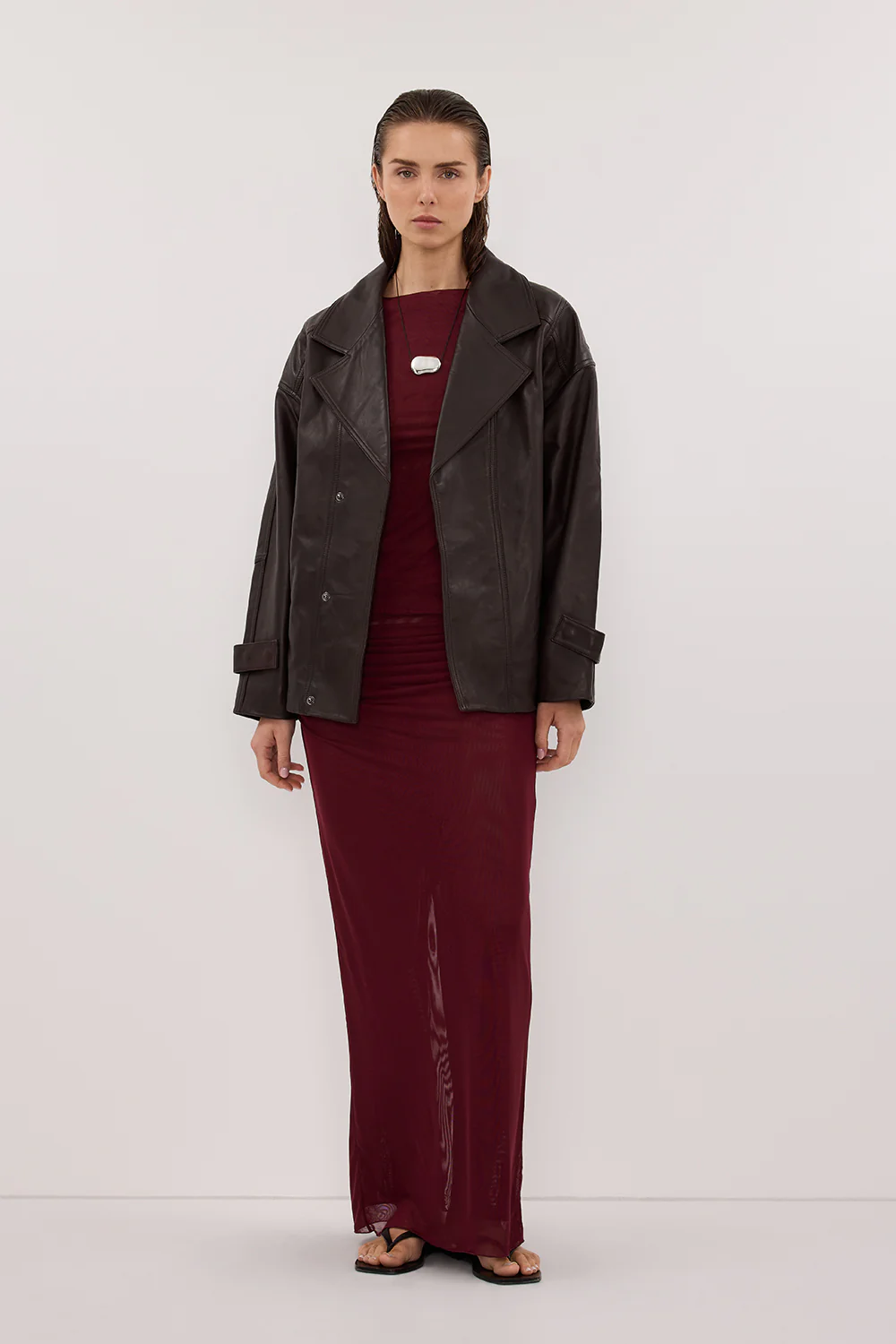 NYRA WINE COLUMN MIDI SKIRT - Gamepaces