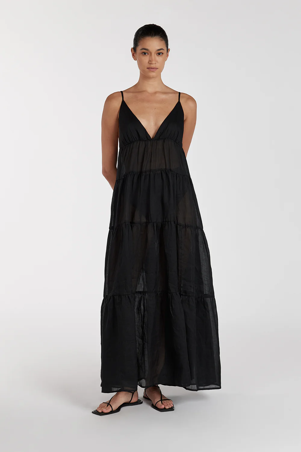 LIZA BLACK RAMIE MIDI DRESS - Gamepaces