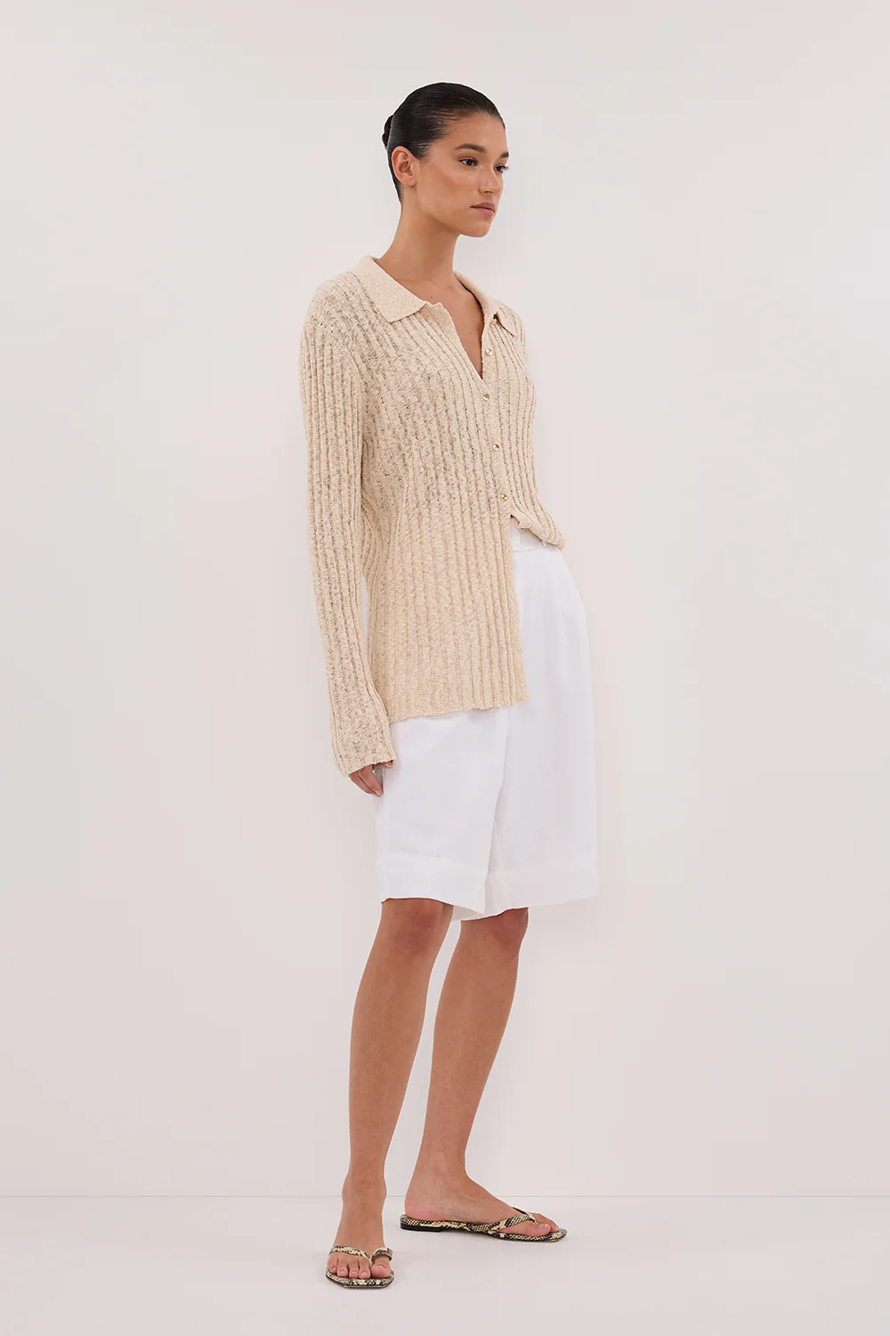 LEN NATURAL LONG SLEEVE KNIT TOP - Gamepaces