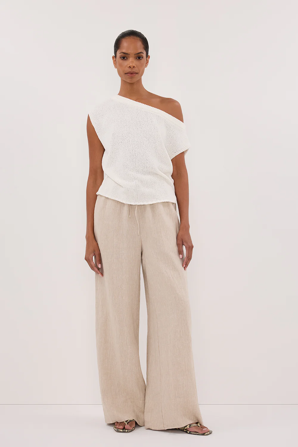 GINA NATURAL LINEN WAIST PANT - Gamepaces