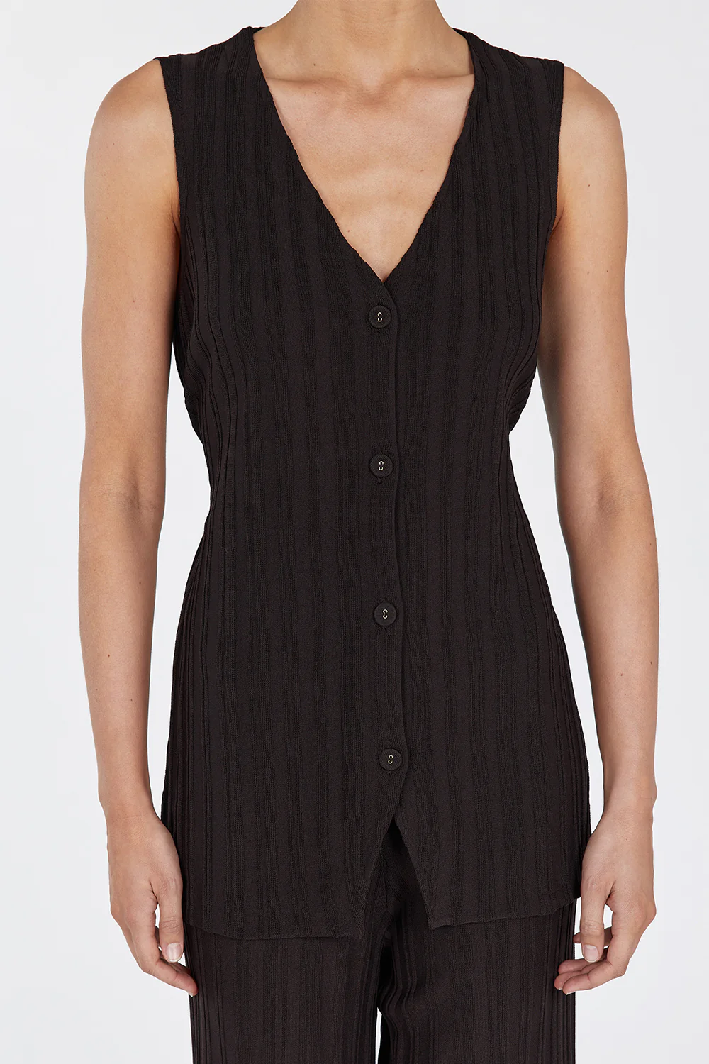 SYLVIA BITTER CHOC LONGLINE VEST - Gamepaces