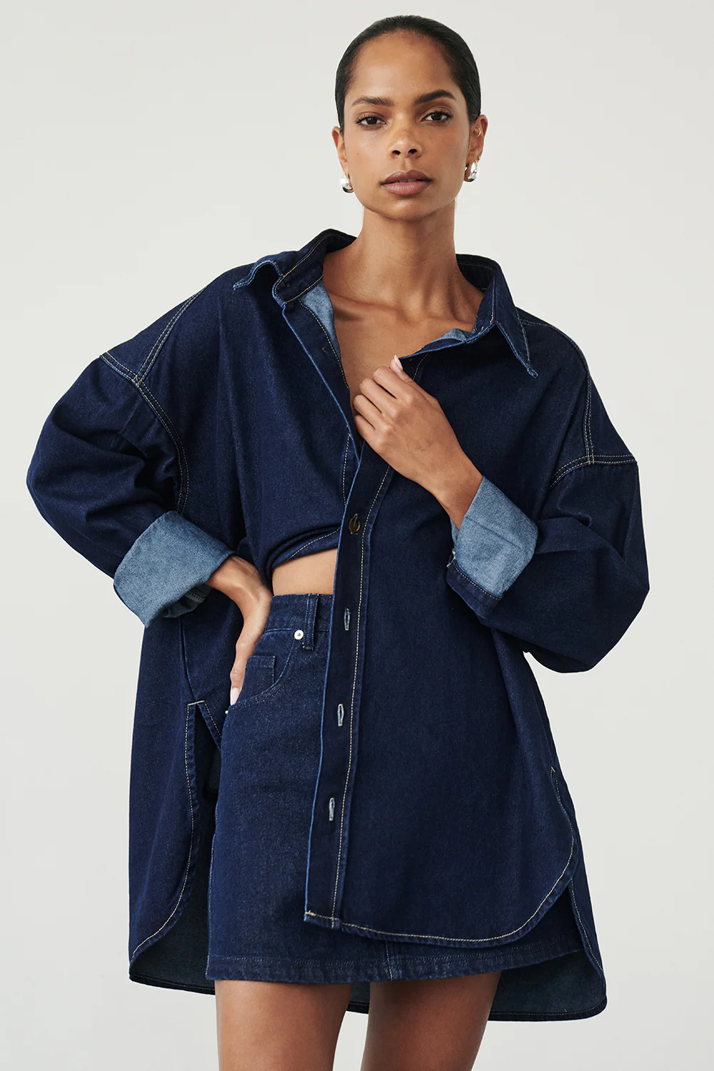 ASHTON INDIGO OVERSIZED DENIM SHIRT - Gamepaces