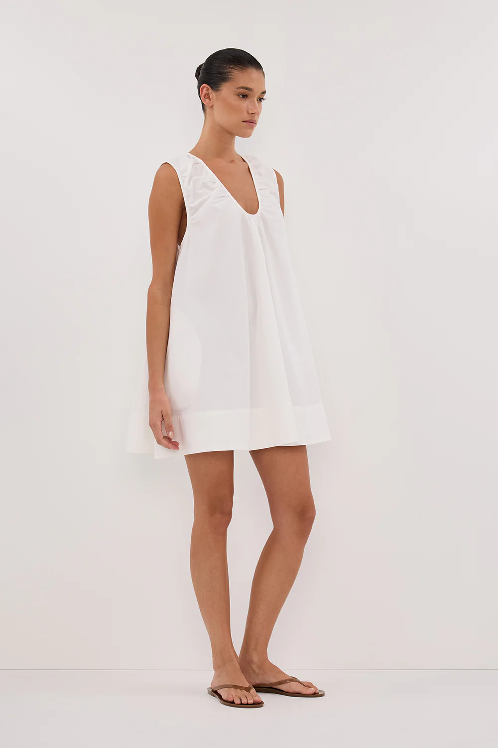 GABBY WHITE OVERSIZED COTTON MINI DRESS - Gamepaces