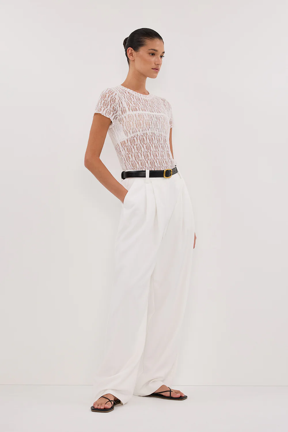 LIZZIE WHITE LACE CAP SLEEVE TOP - Gamepaces