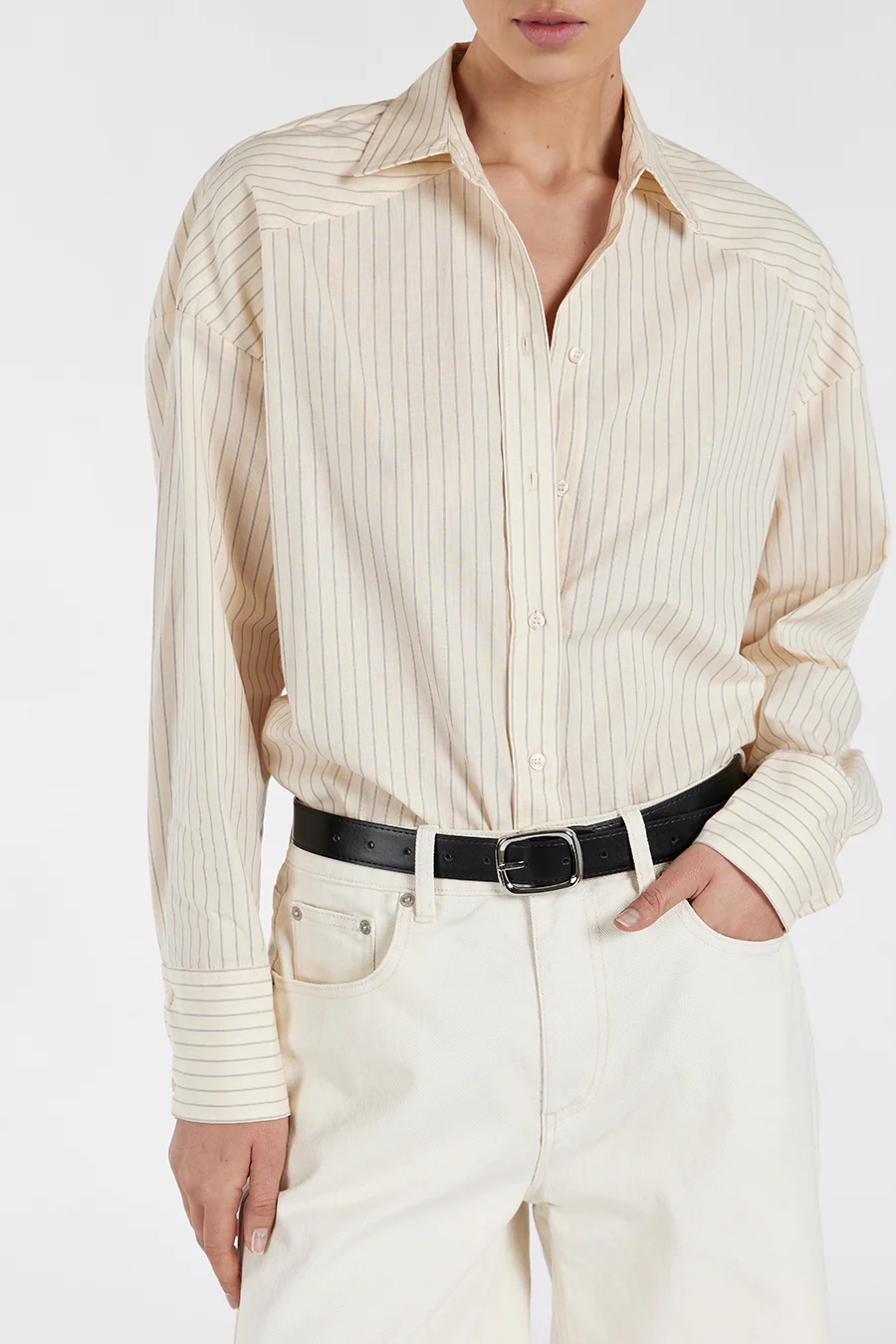 RILEY CREAM COTTON STRIPE SHIRT - Gamepaces