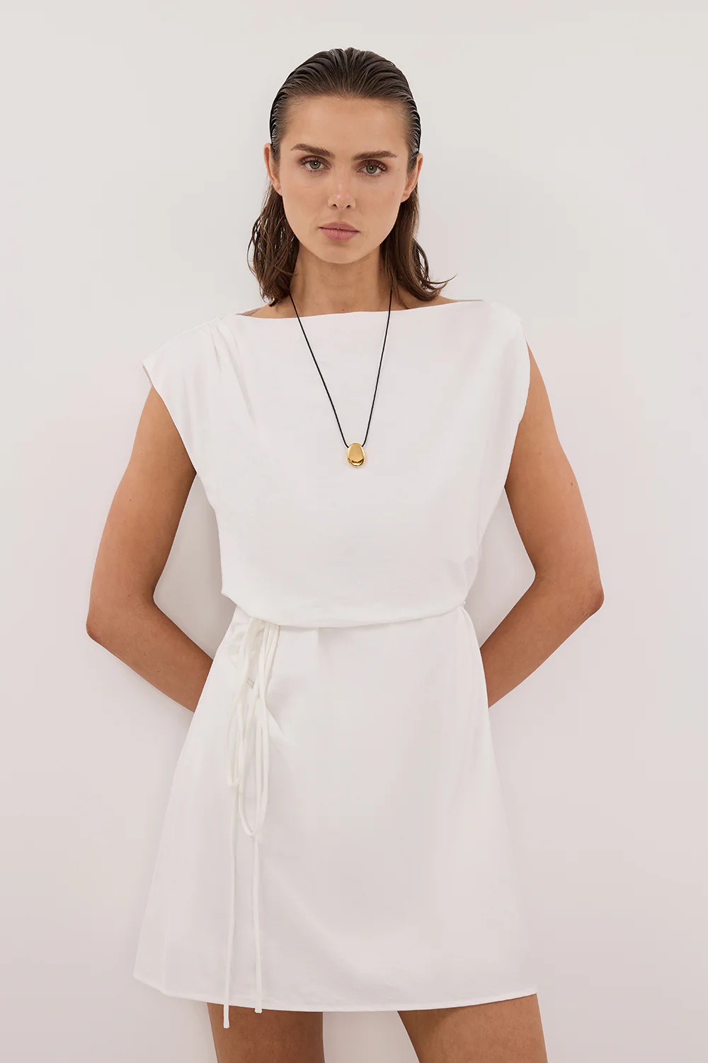MARMO WHITE DRAPED MINI DRESS - Gamepaces