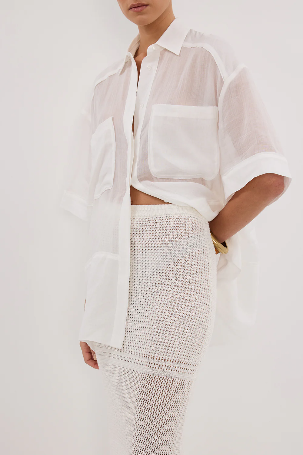 HALLIE OFF WHITE CROCHET MAXI SKIRT - Gamepaces