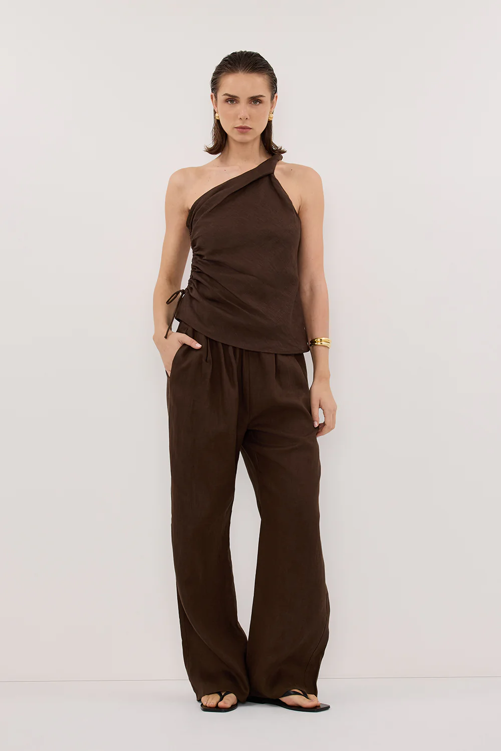 FINNY BITTER CHOC LINEN TOP - Gamepaces