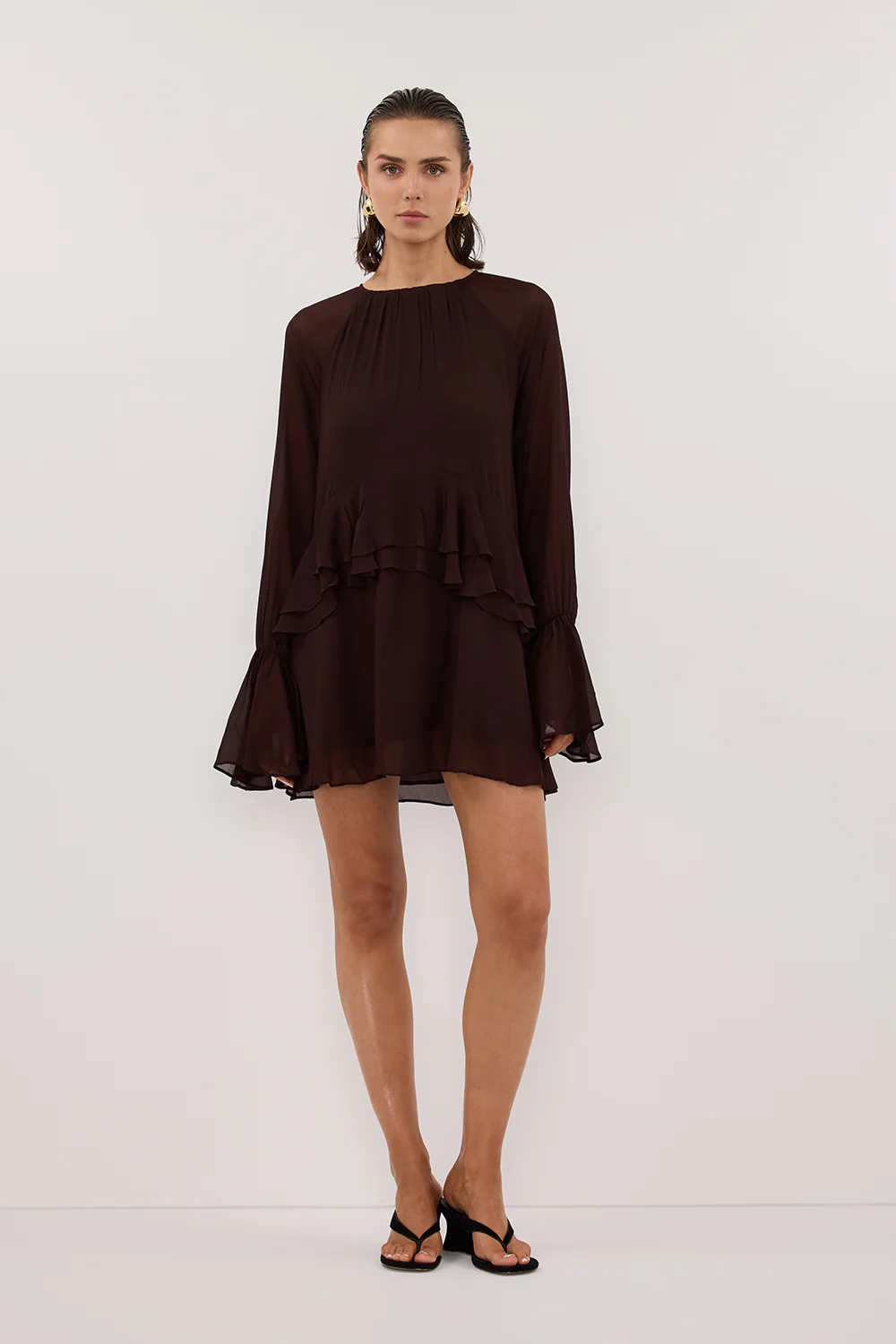 BODHI DARK CHOC LONG SLEEVE MINI DRESS - Gamepaces