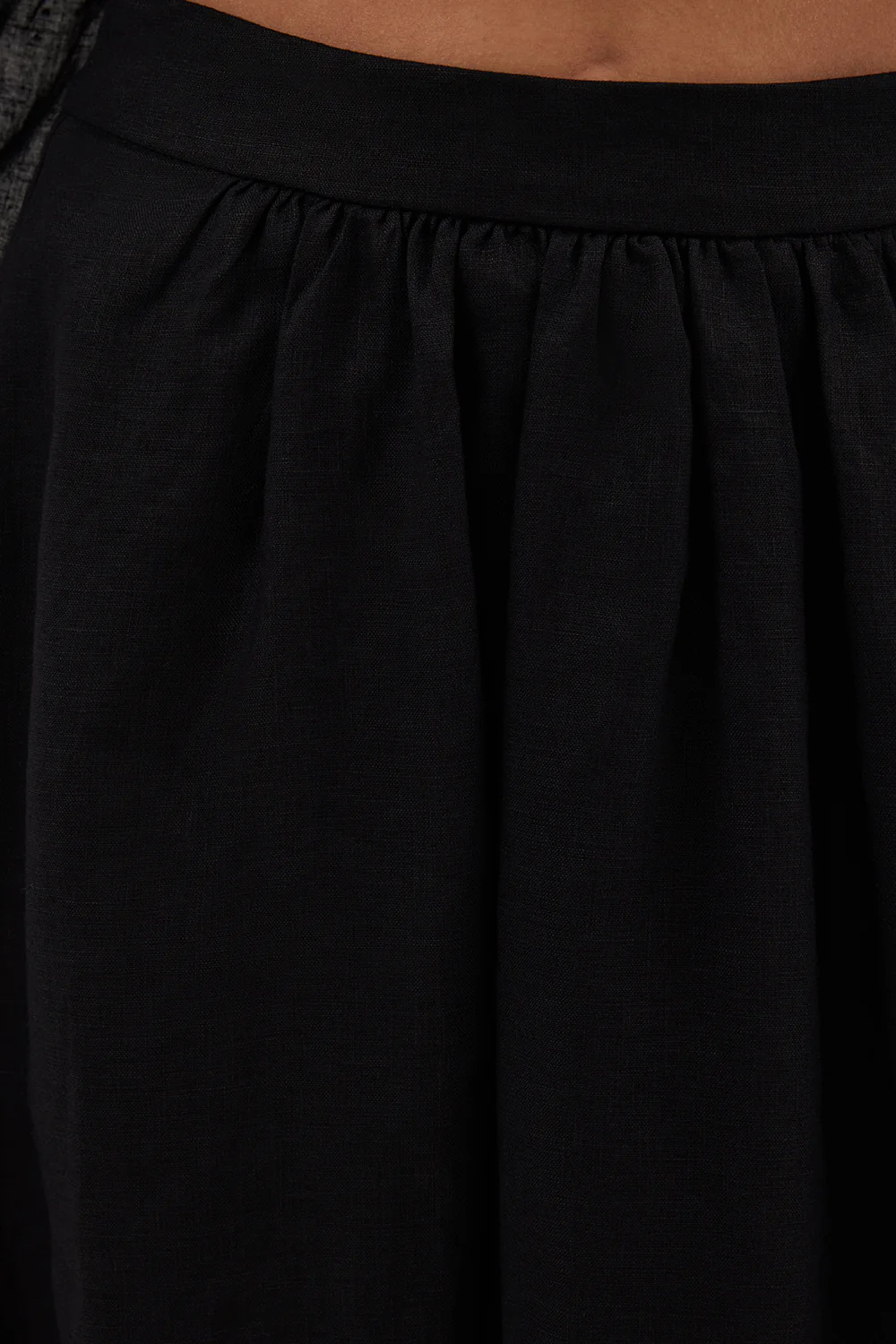 GEMIMA BLACK LINEN MIDI SKIRT - Gamepaces