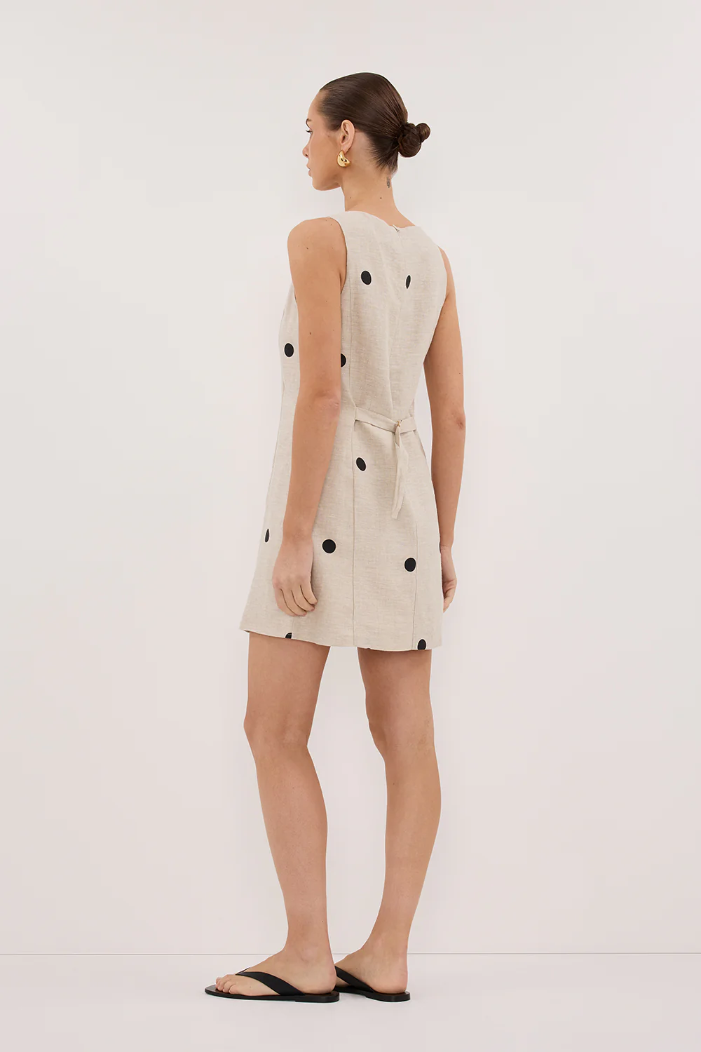 BEVERLY NATURAL SPOT LINEN MINI DRESS - Gamepaces