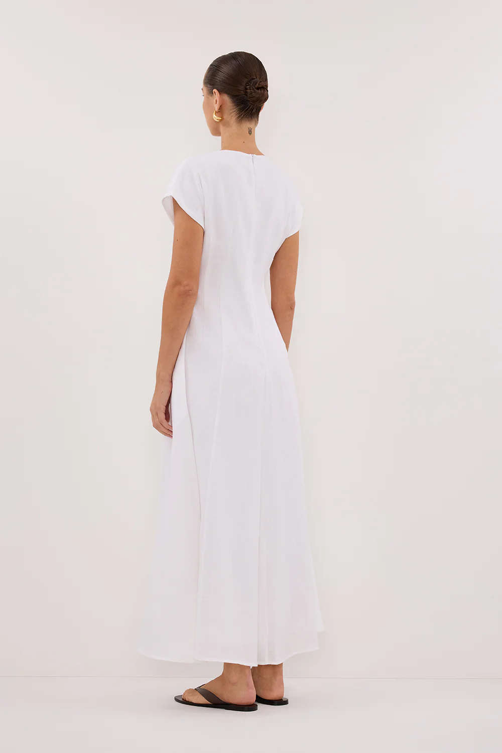 MATISSE WHITE LINEN MIDI DRESS - Gamepaces