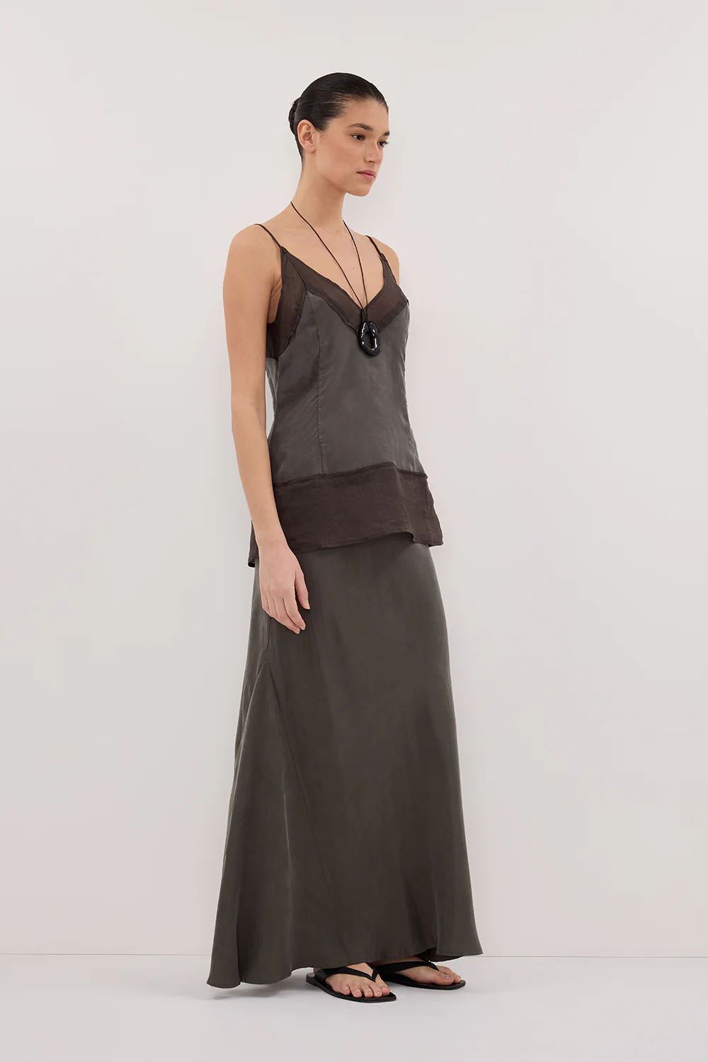 ADDISON PETROL BIAS CUPRO MAXI SKIRT - Gamepaces