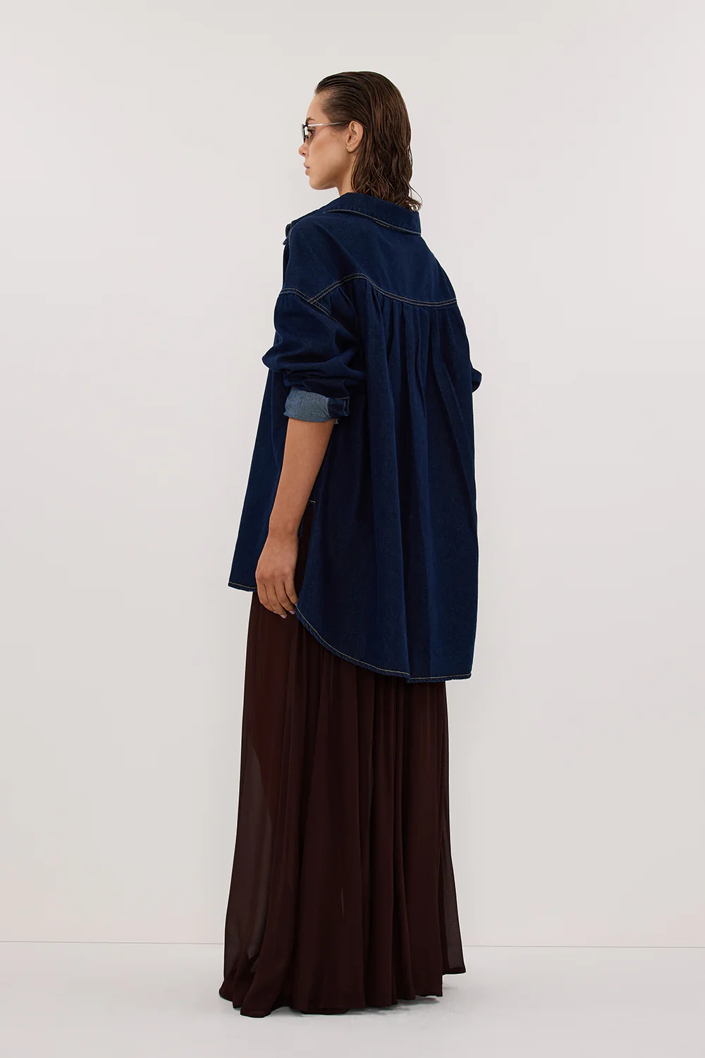 ASHTON INDIGO OVERSIZED DENIM SHIRT - Gamepaces