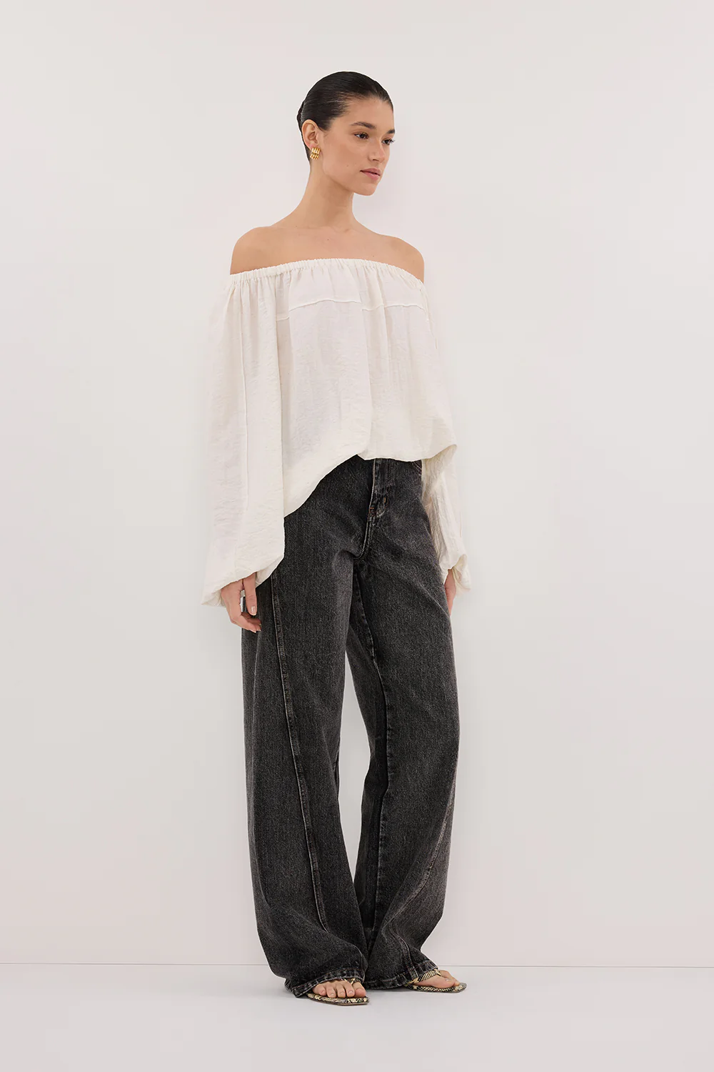 SHANIYA CREAM MARLE LONG SLEEVE TOP - Gamepaces