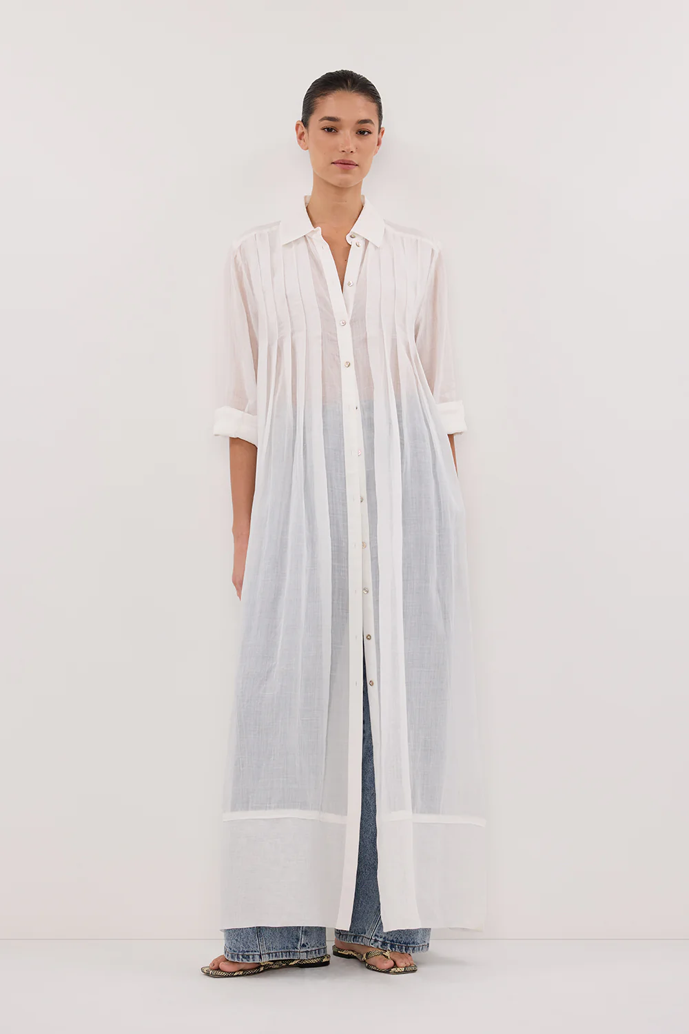 CARMEL WHITE RAMIE SHIRT DRESS - Gamepaces