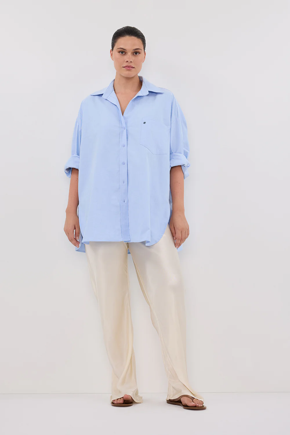 RHEA BLUE OVERSIZED COTTON SHIRT - Gamepaces
