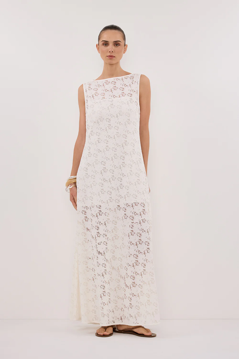 LOULA WHITE LACE MIDI DRESS - Gamepaces