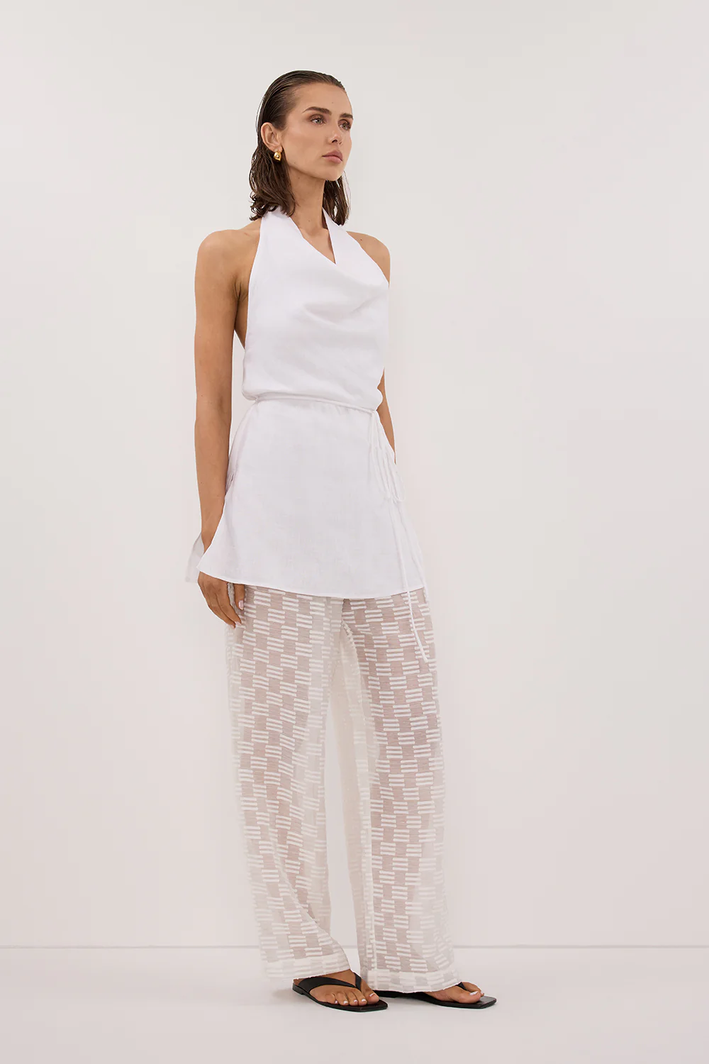 ELBA WHITE SHEER CHECK PANT - Gamepaces