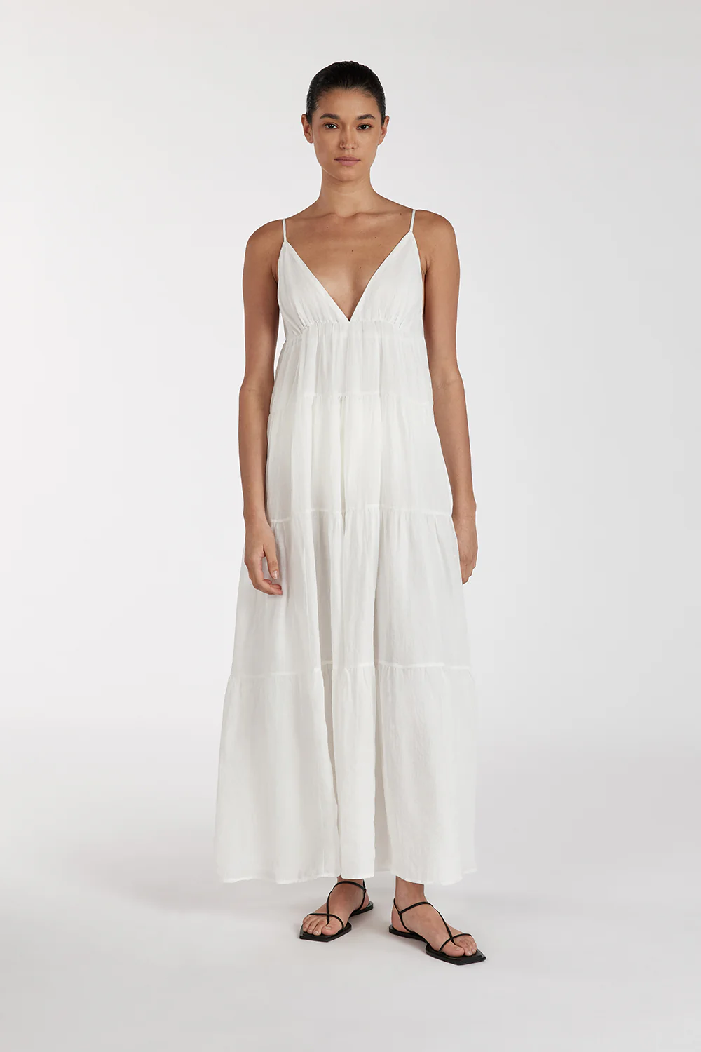 LIZA WHITE RAMIE MIDI DRESS - Gamepaces