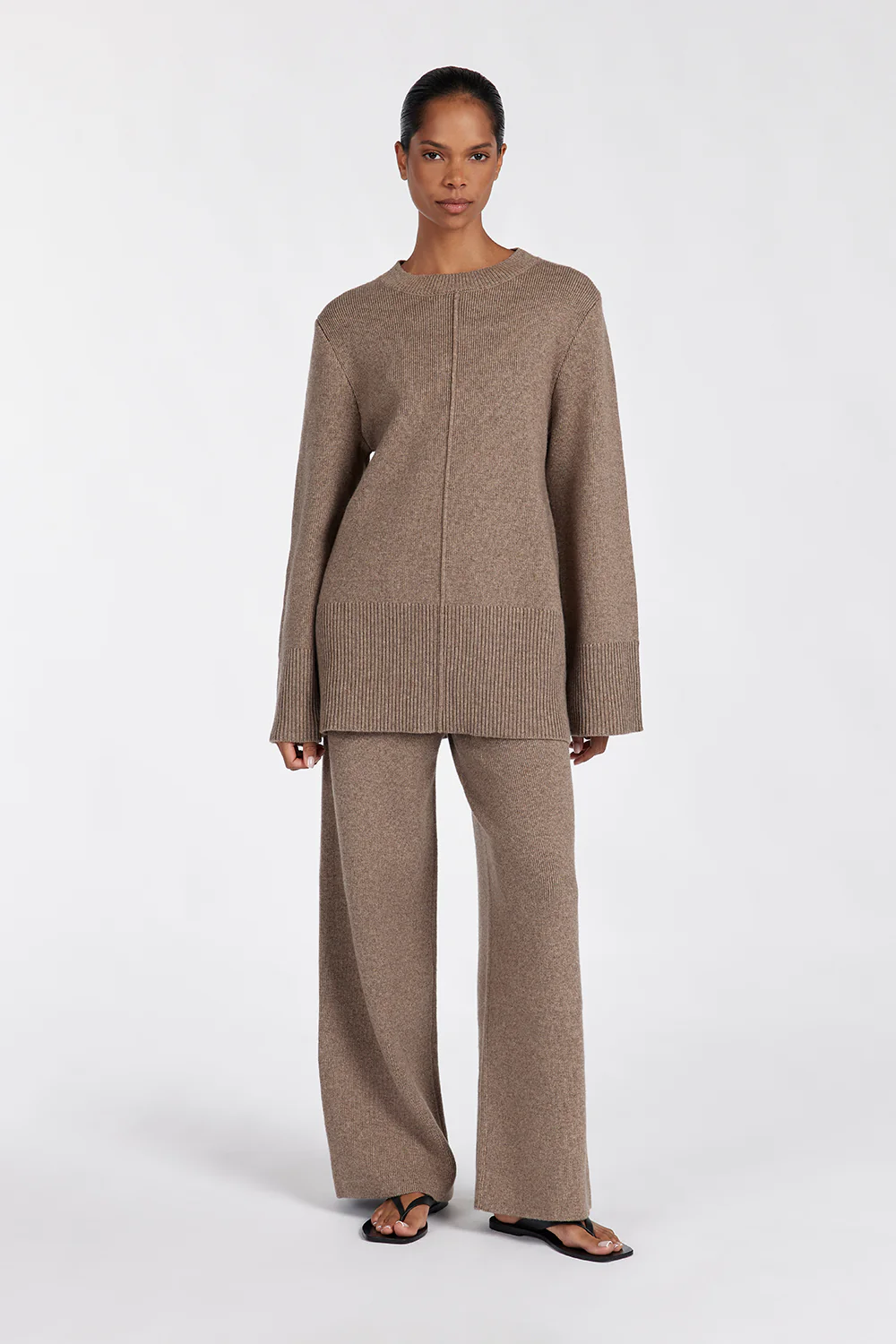 CLEMENCE CHOC MARLE KNIT PANT - Gamepaces