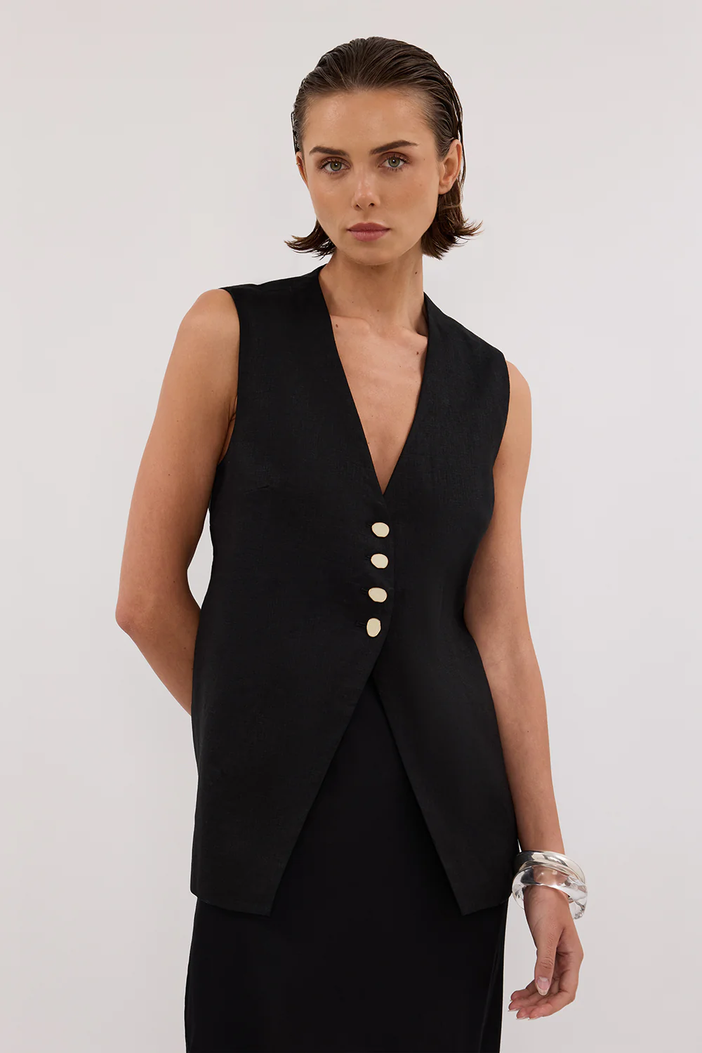 KNOX BLACK LINEN VEST - Gamepaces