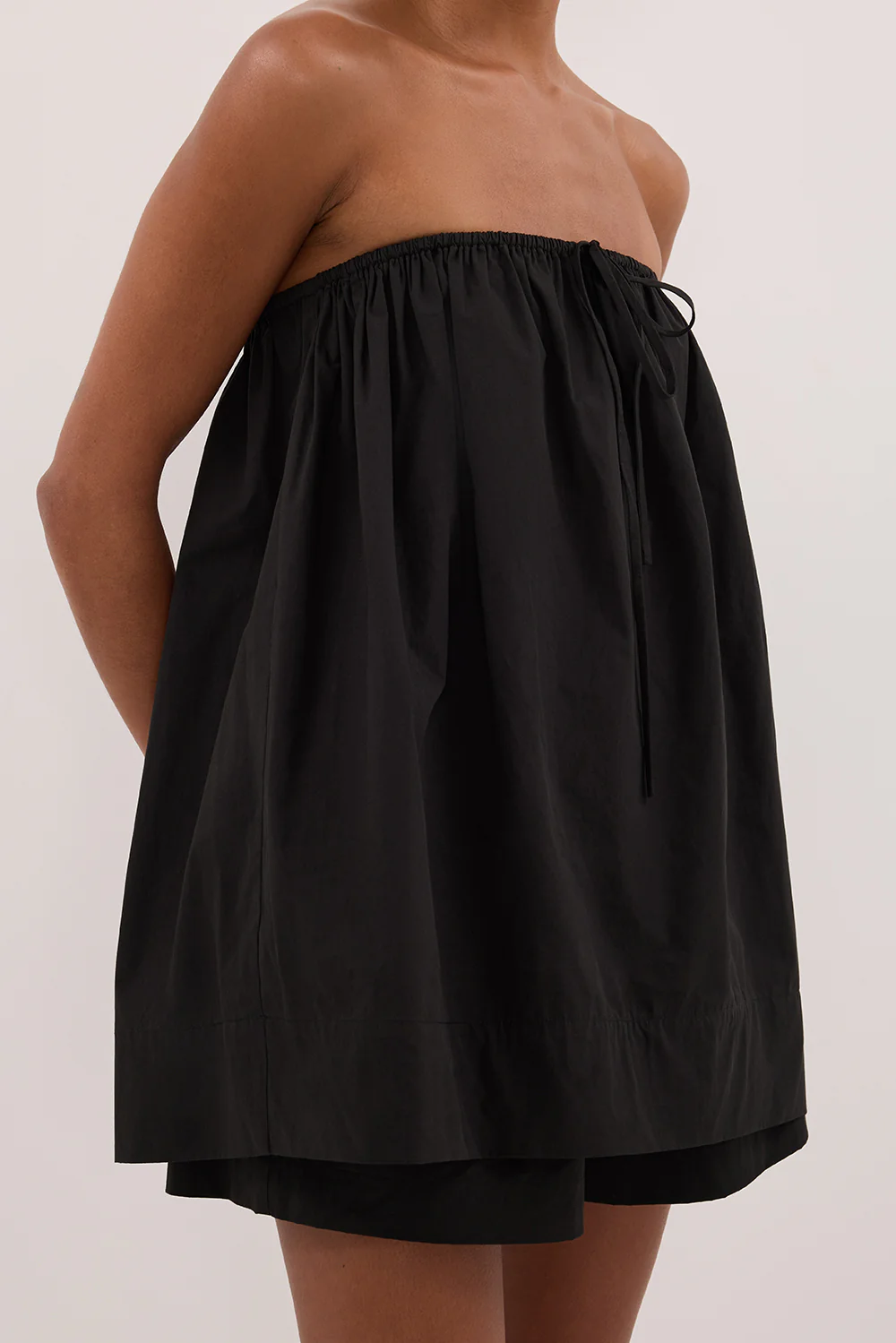 SOMMER BLACK STRAPLESS POPLIN TOP - Gamepaces
