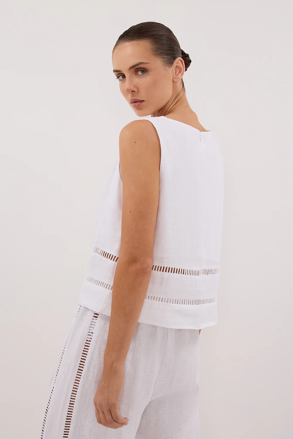 LINDSAY WHITE LINEN BOXY TOP - Gamepaces